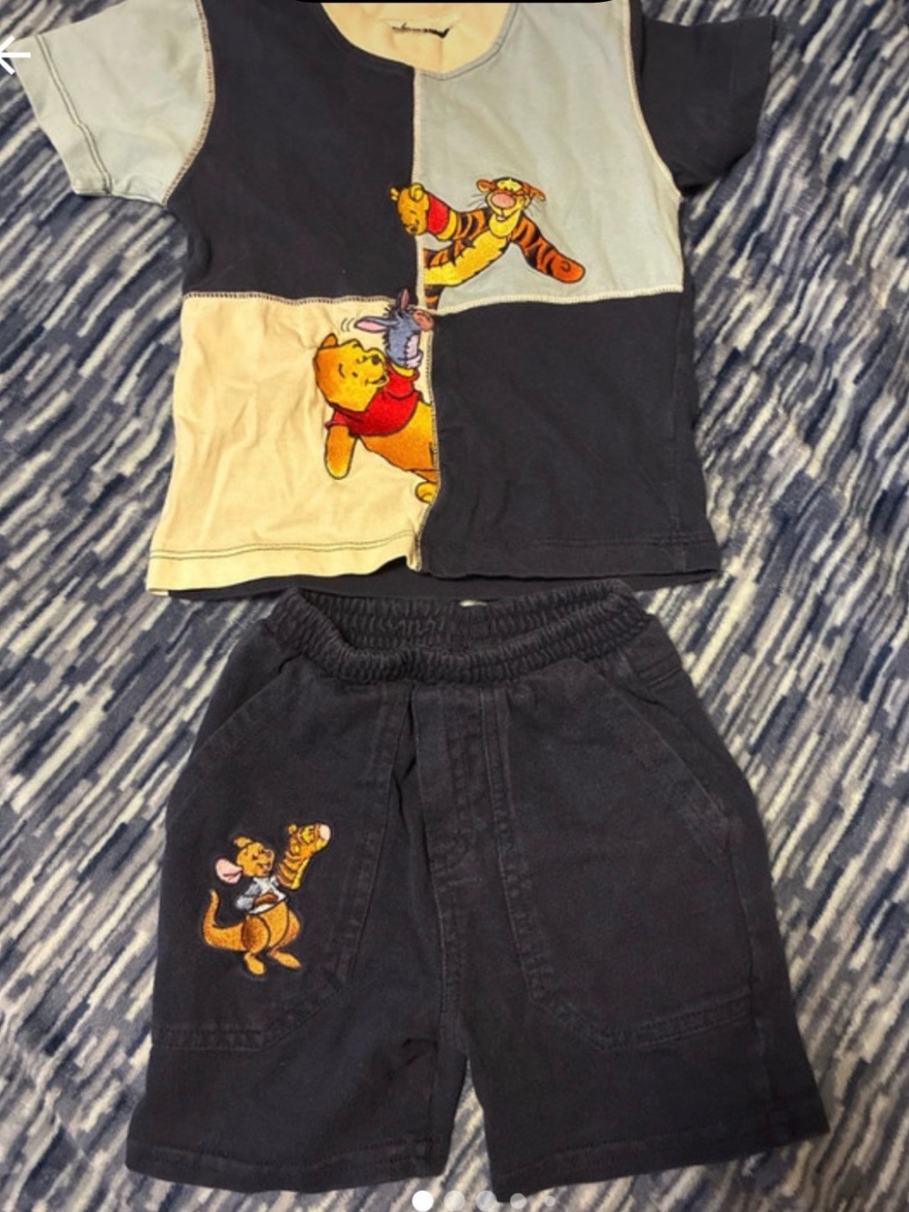 Winnie the Pooh Navy & Cream Block Short Sleeve Top and Shorts Set